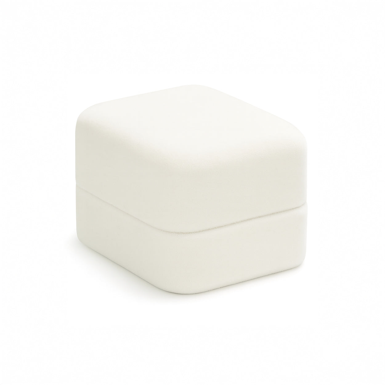 Closed ivory velvet ring box